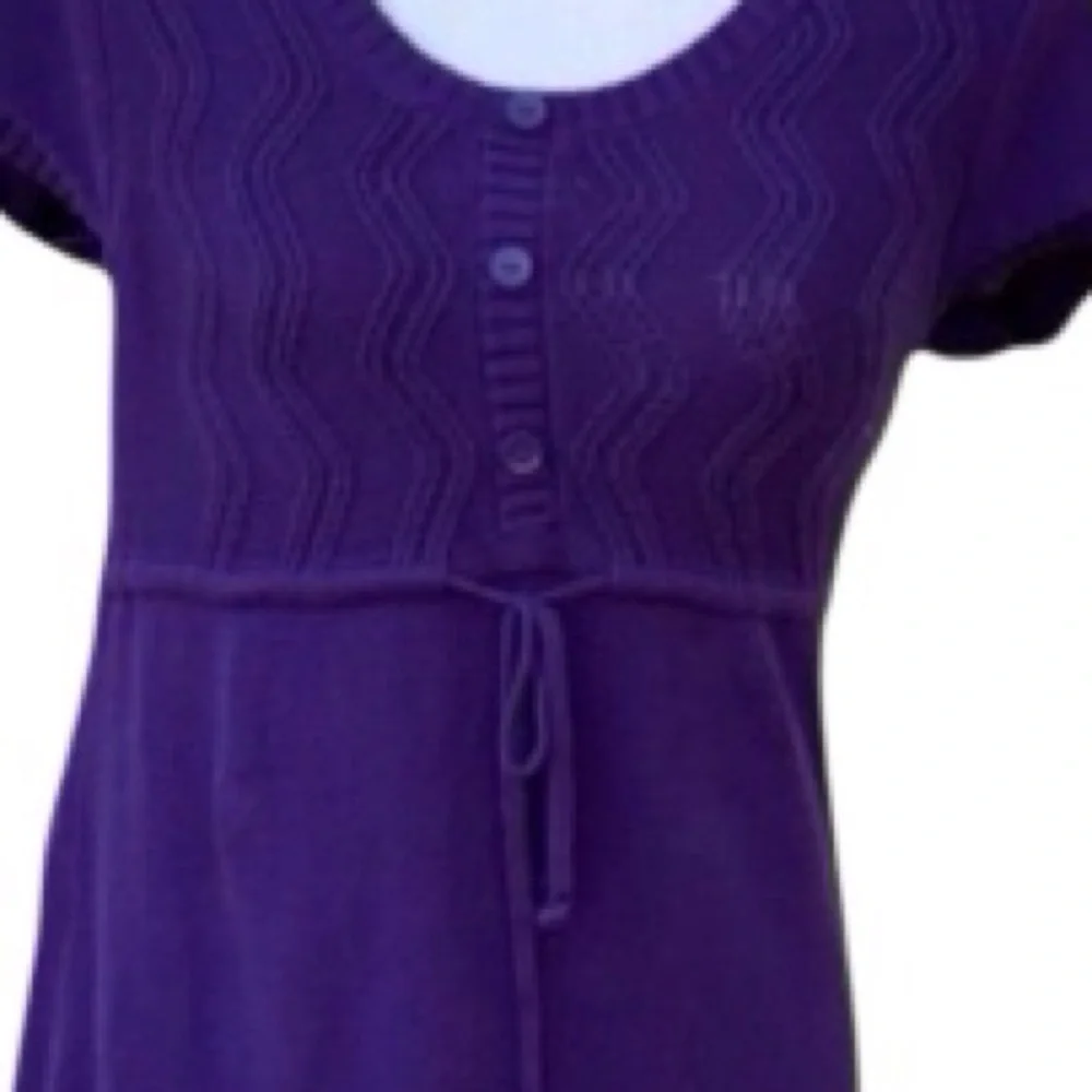 Loft Purple Short Sleeve Tie Waist Sweater Dress